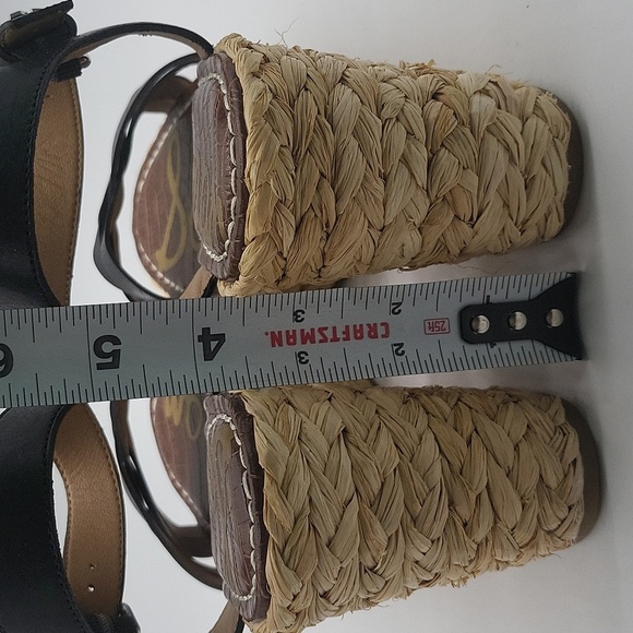 2472- Sam Edelman Darline Wedge Sandals Black Leather Size 9.5 M NWT - Picture 7 of 12